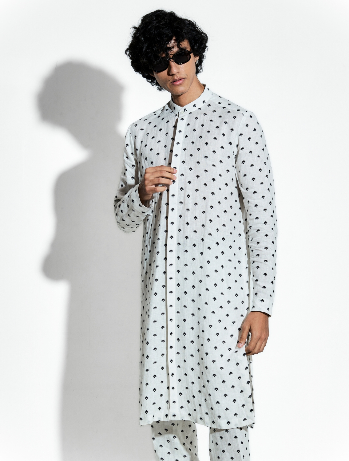 Black Buta Linen Coord Set