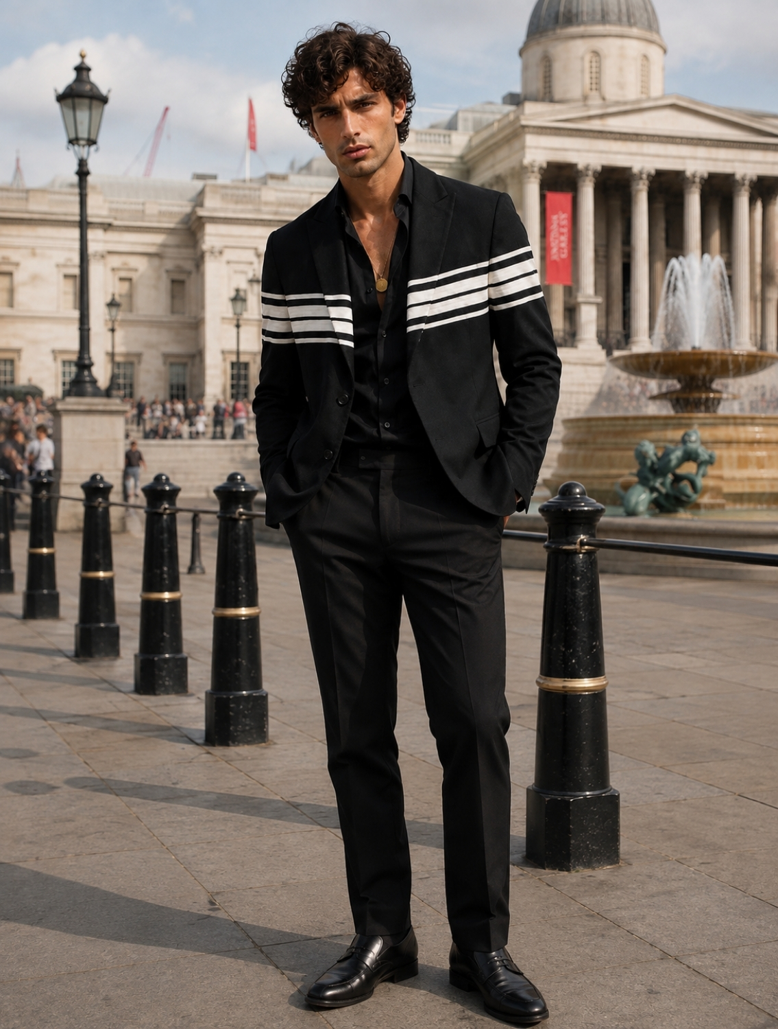 Victor Black Striper Blazer
