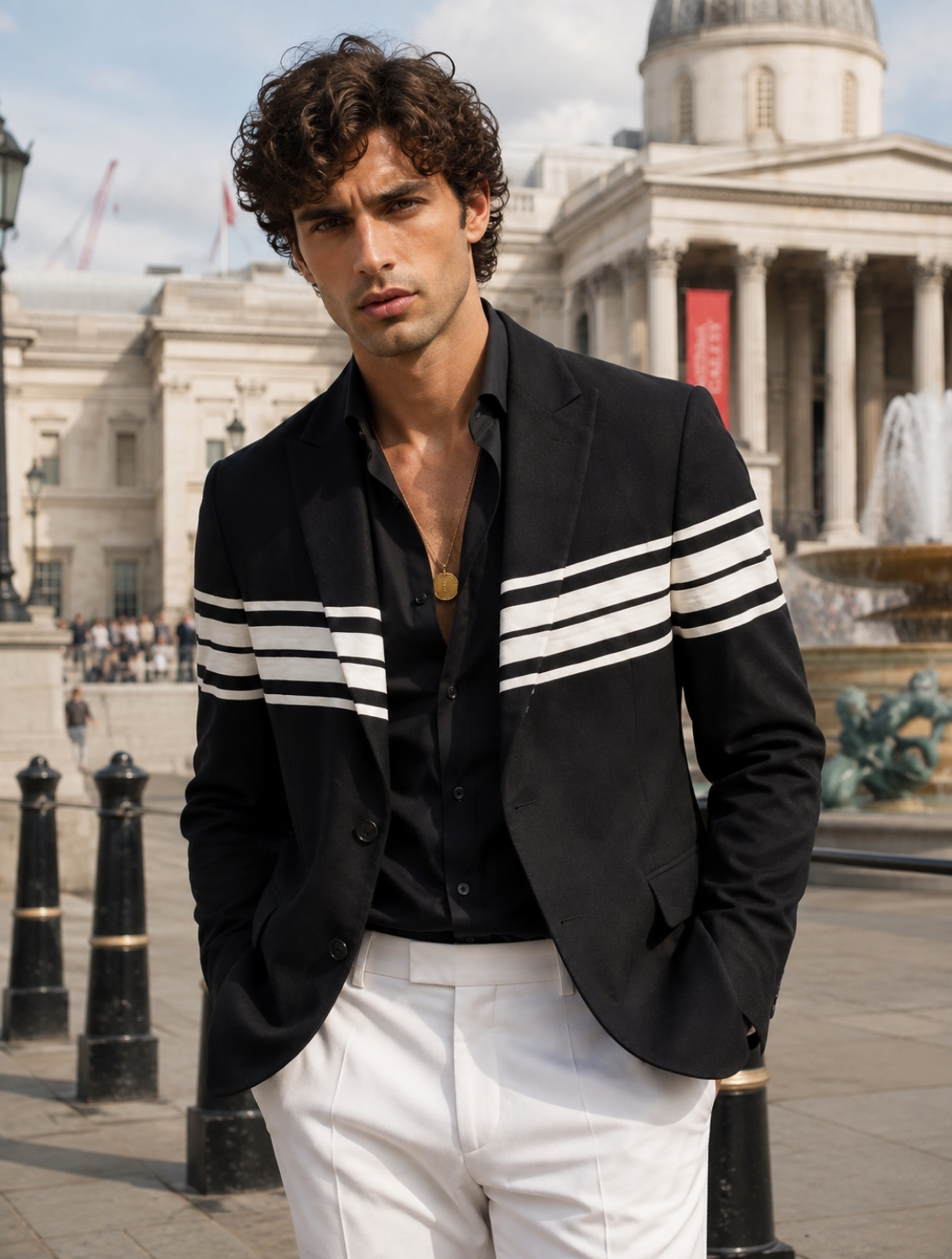 Victor Black Striper Blazer