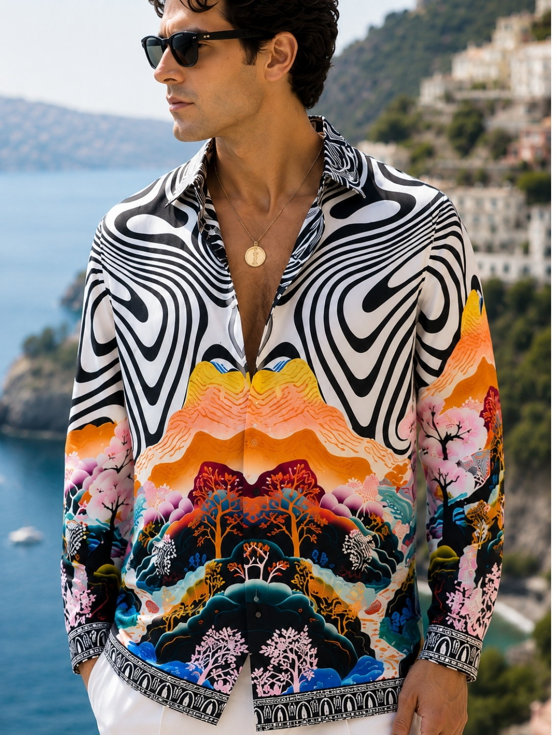 Reiko Symmetrical Printed Shirt