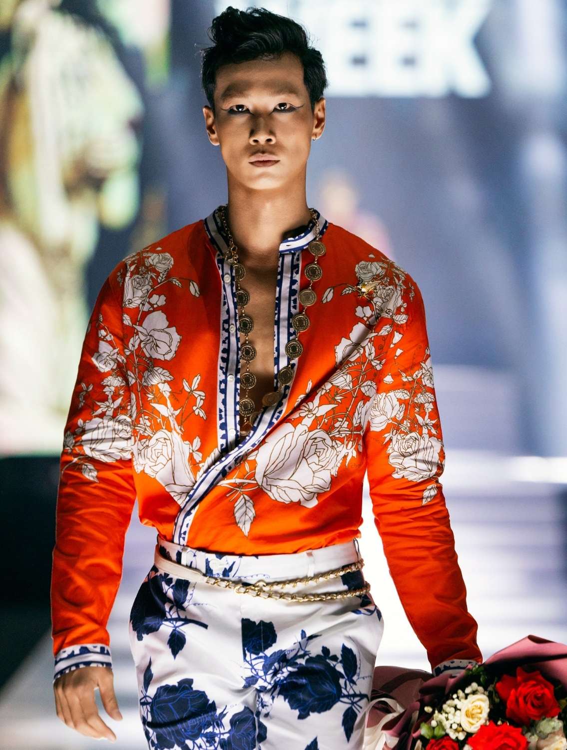 Diso Orange Printed Shirt