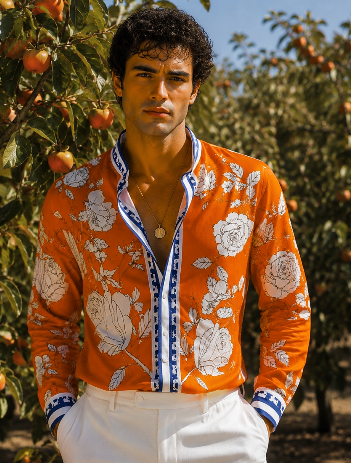 Diso Orange Printed Shirt