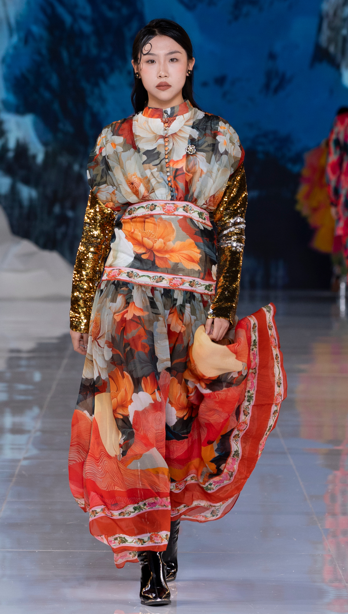 Junga Printed Tiered Dress