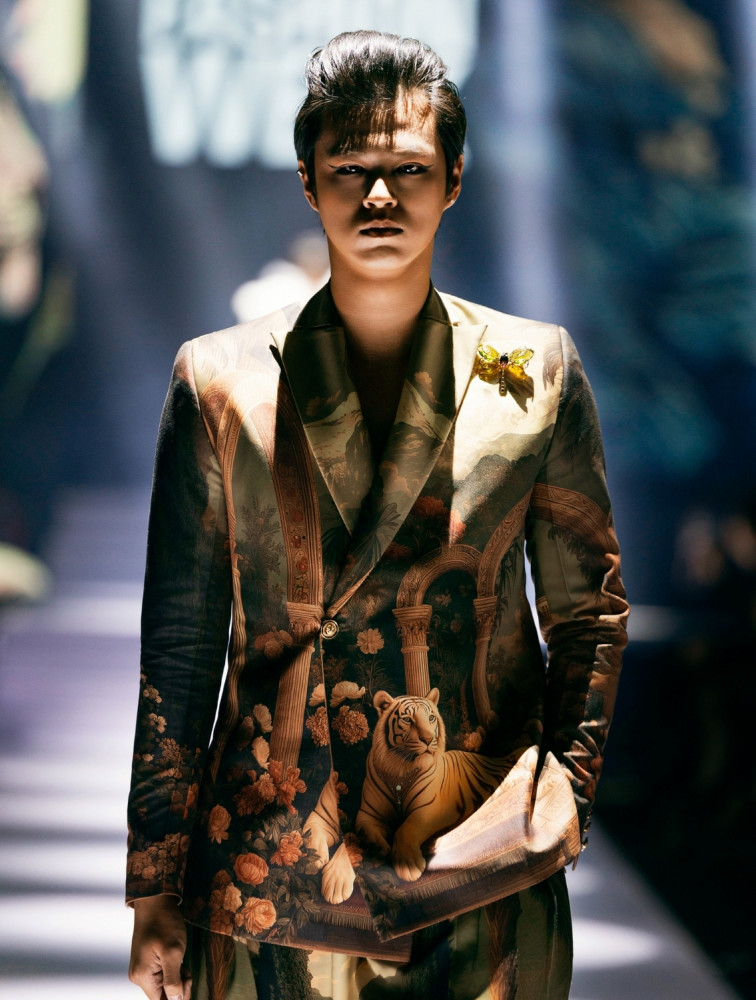 Image of Doric Double Breasted Printed Blazer