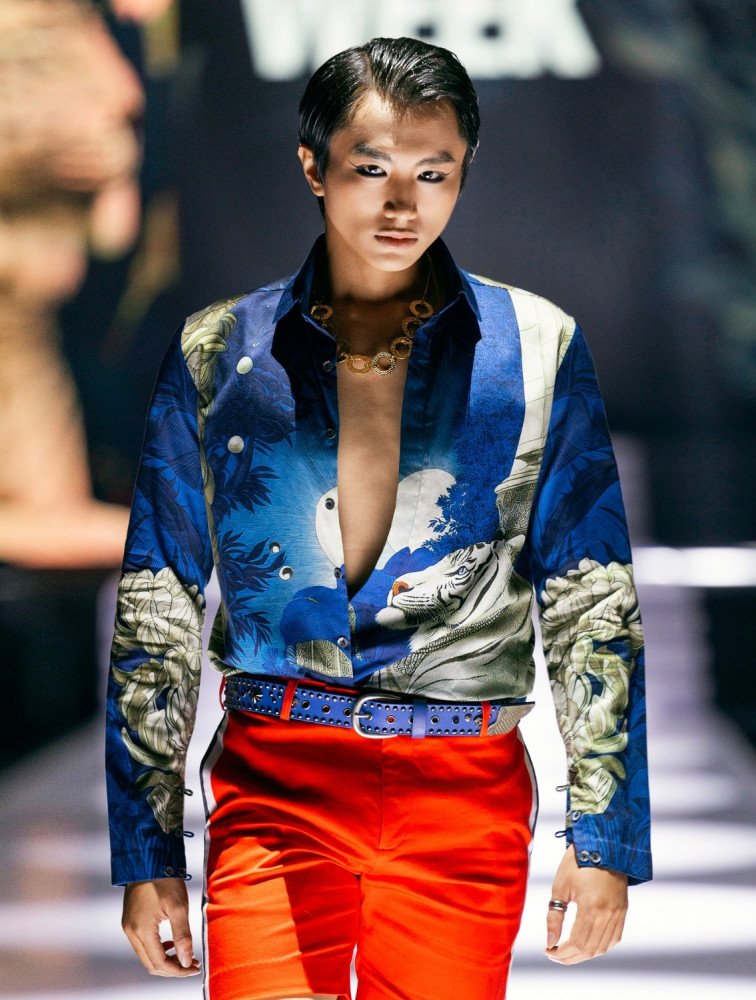 Image of Blue Tiger Signature Printed Shirt