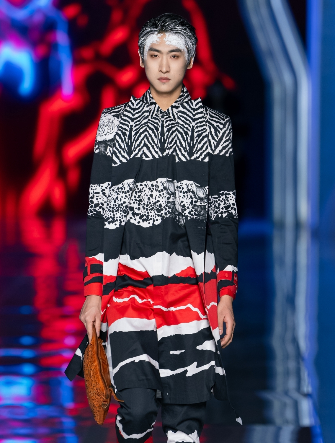 Vortex Black Signature Printed Trenchcoat