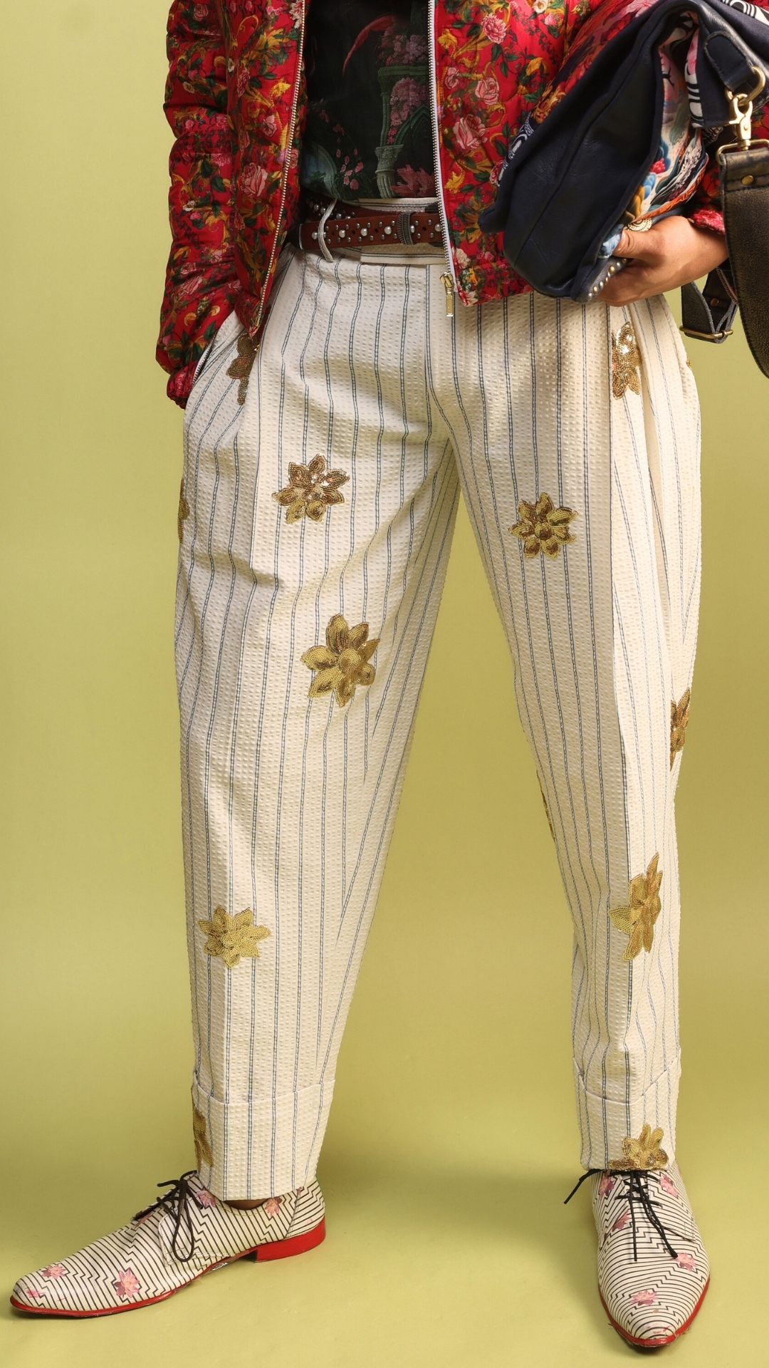 Mayhem Seersucker Embroidered Pants