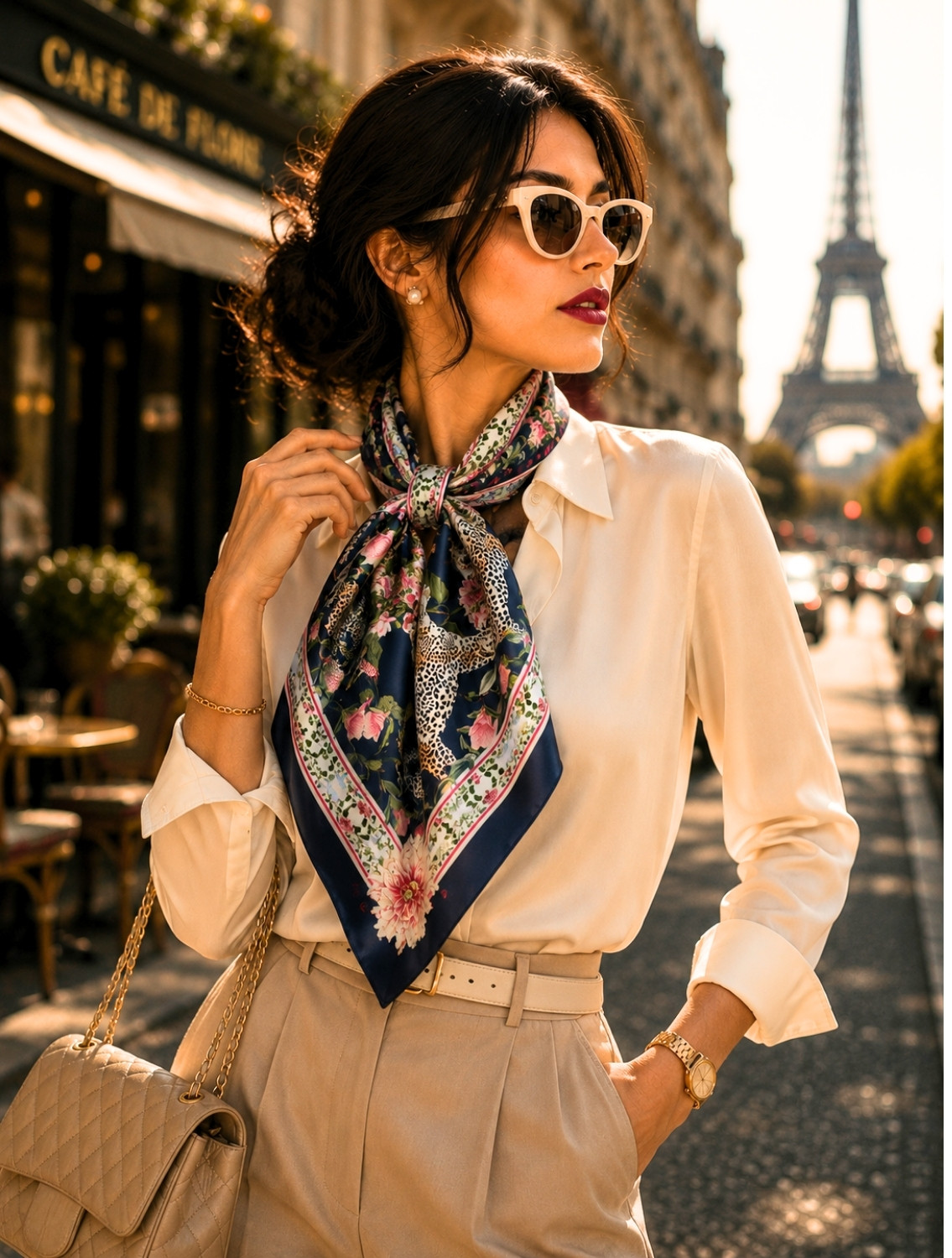 Navy Leopard Scarf