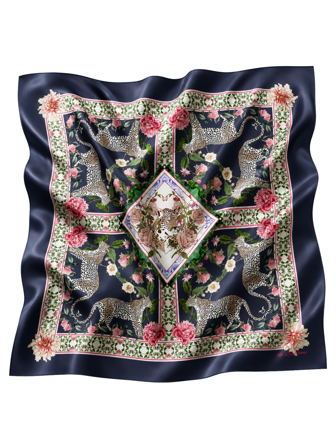 Navy Leopard Scarf