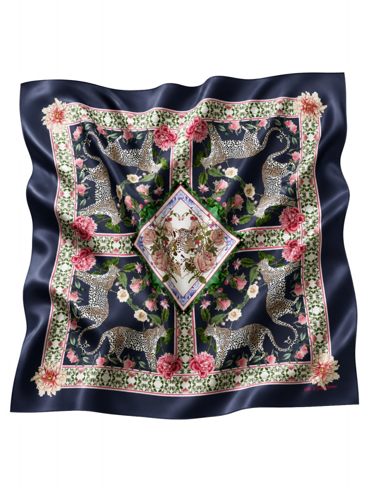 Image of Navy Leopard Scarf