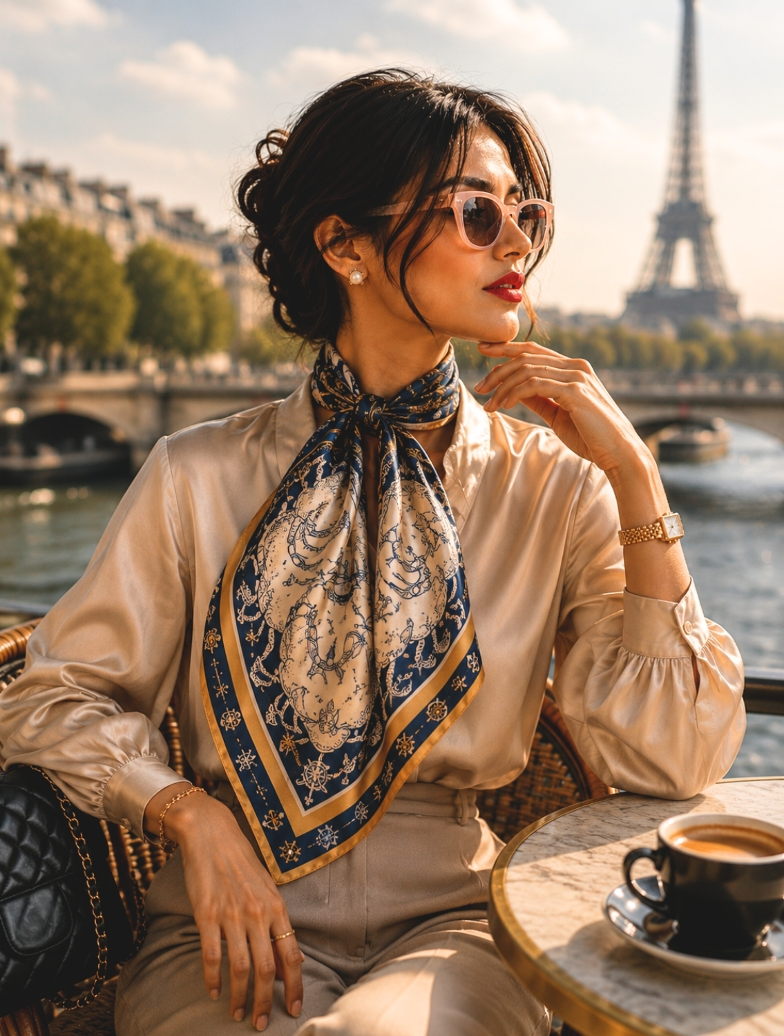 Beige Sailboat Scarf