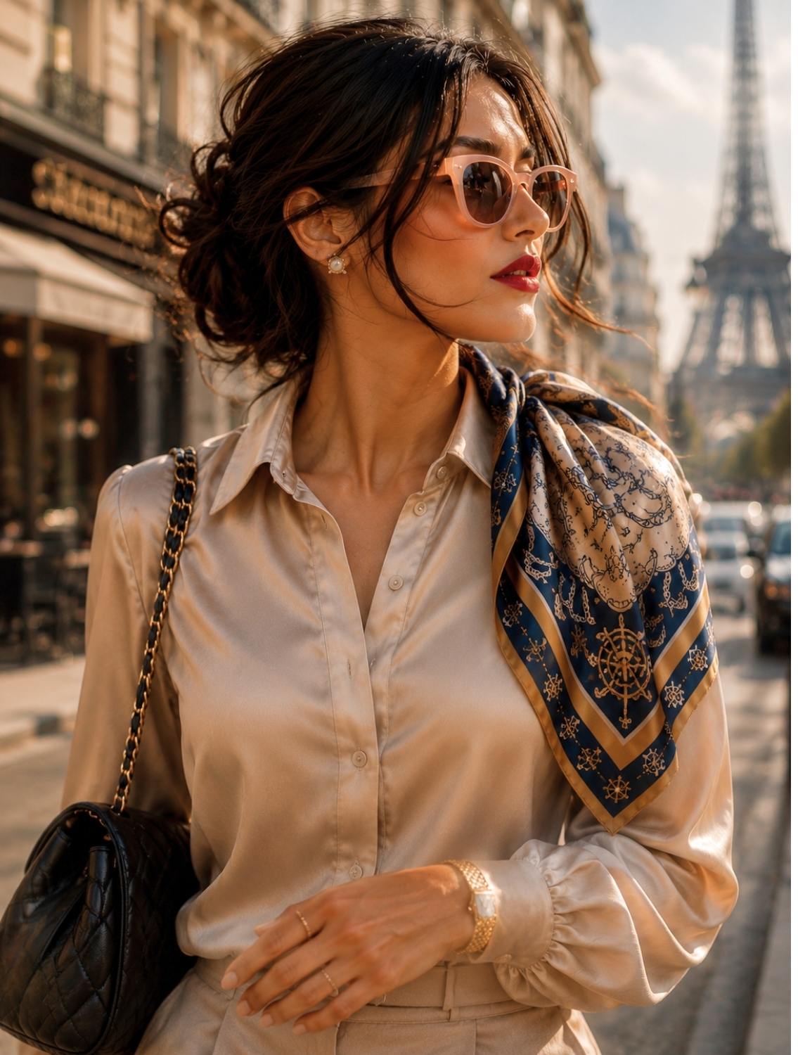 Beige Sailboat Scarf