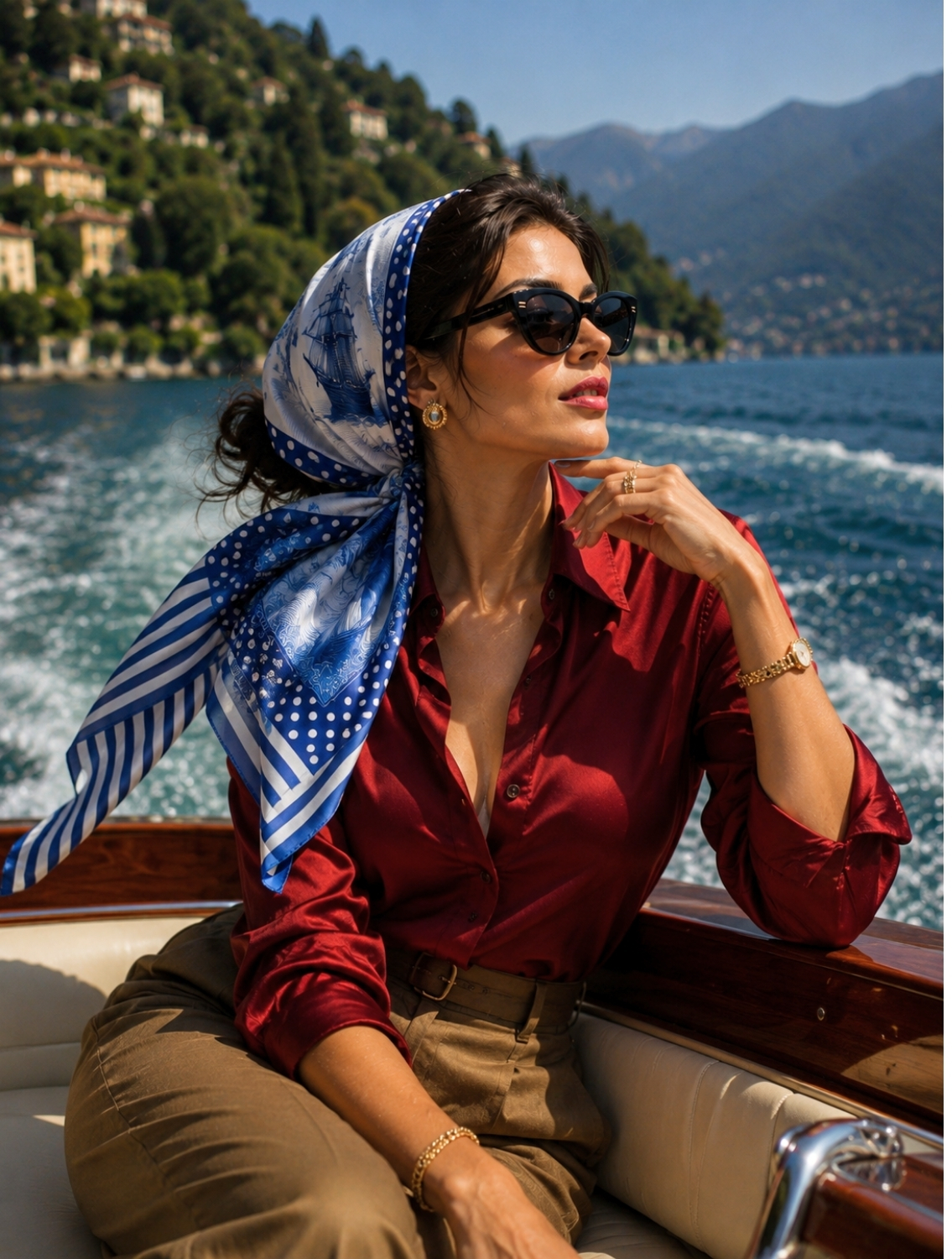Blue Striper Sailboat Scarf