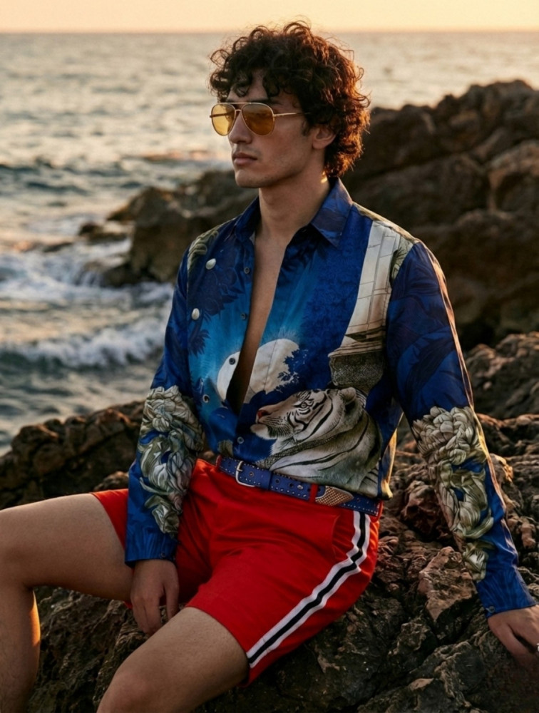 Image of Blue Tiger Signature Printed Shirt