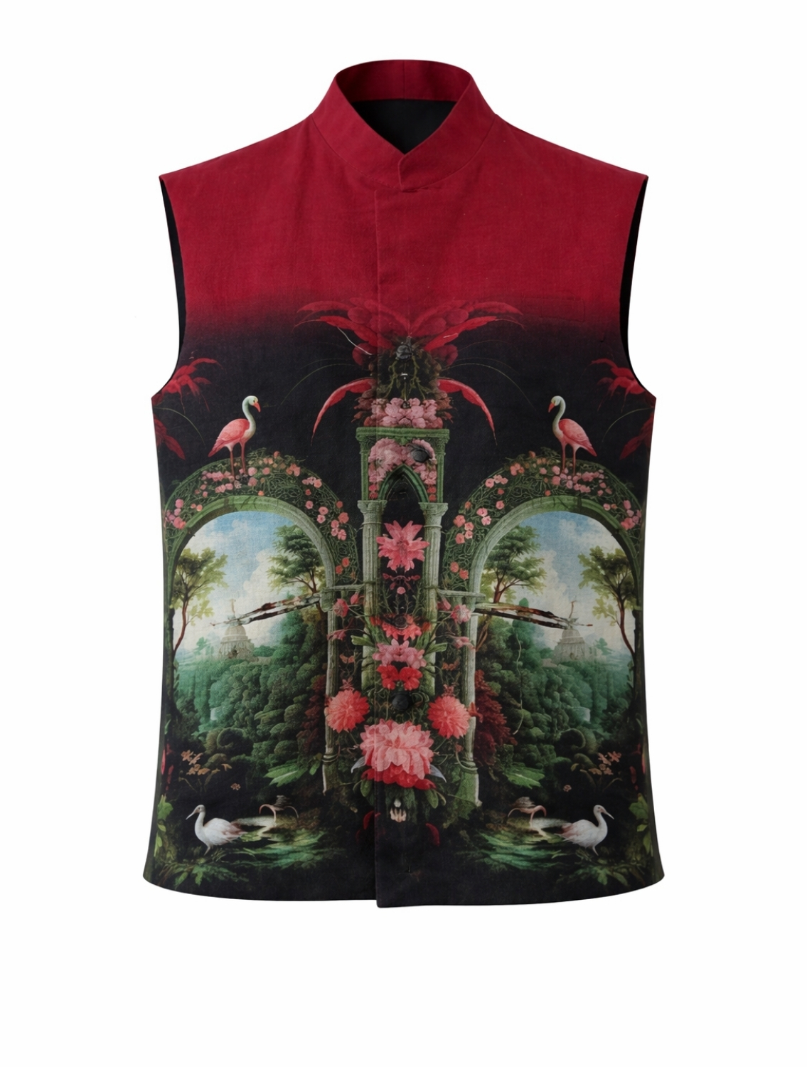 Garh Maroon Linen Waistcoat