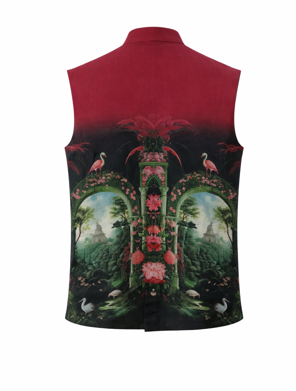 Garh Maroon Linen Waistcoat