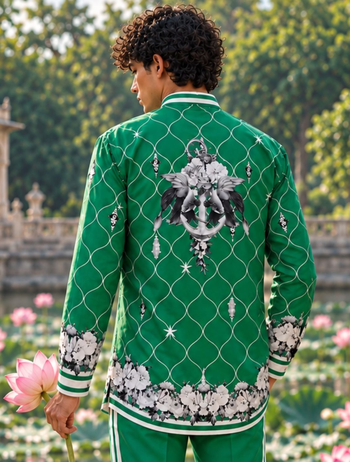 Maison Green Printed Shirt