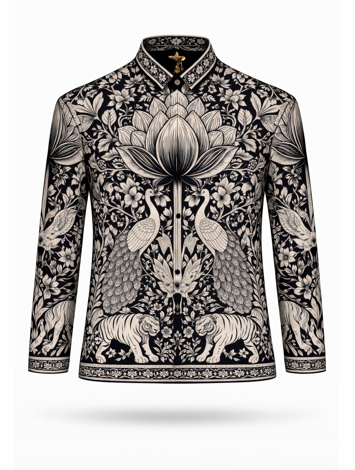 Phlick Black Engineered Printed Shirt