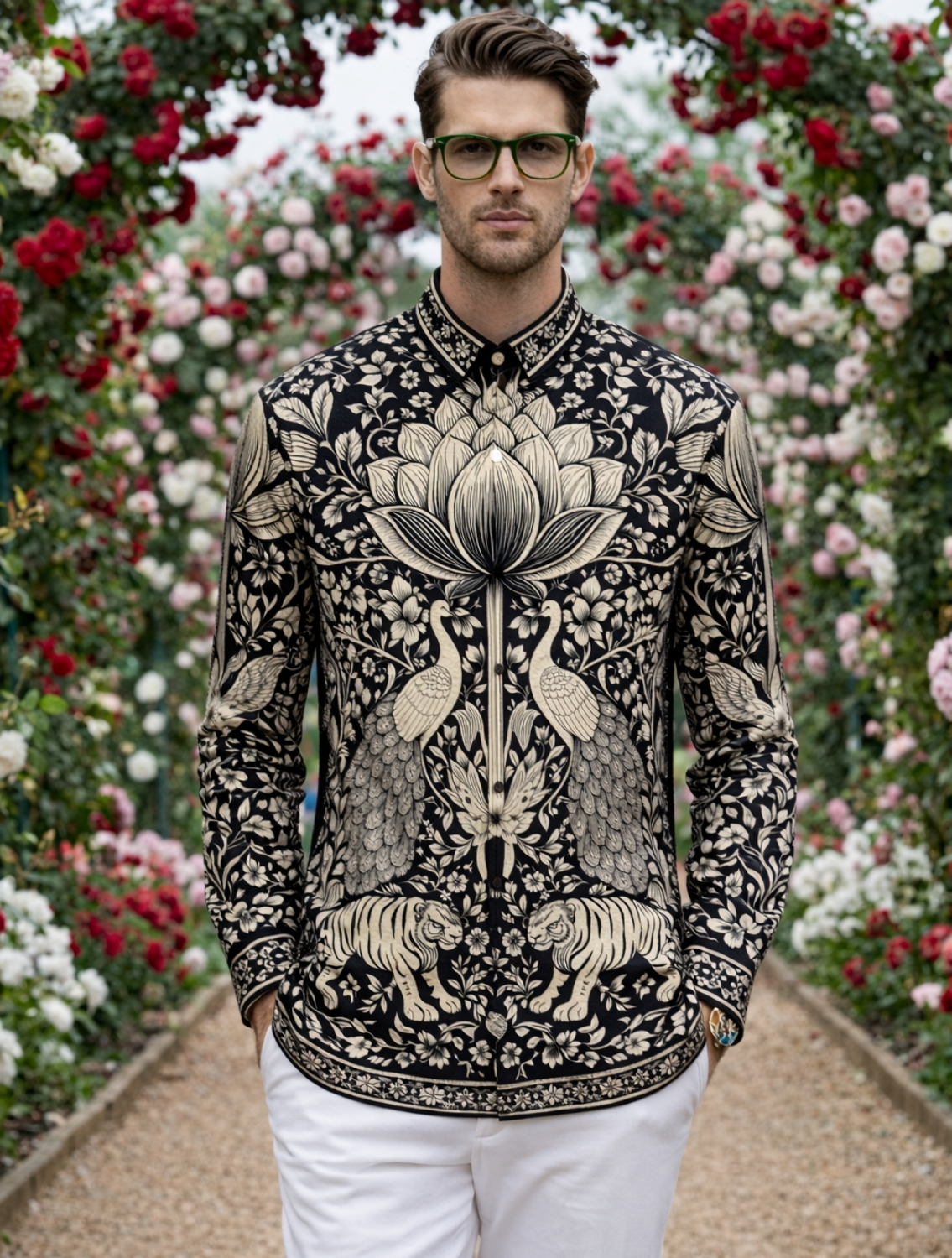 Phlick Black Engineered Printed Shirt