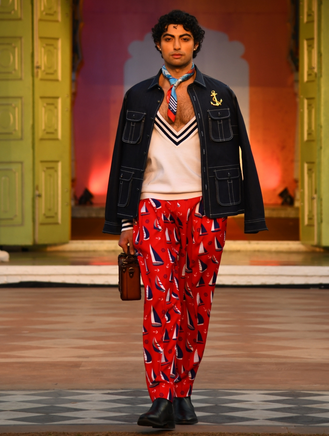 Yacht Red Printed Trousers