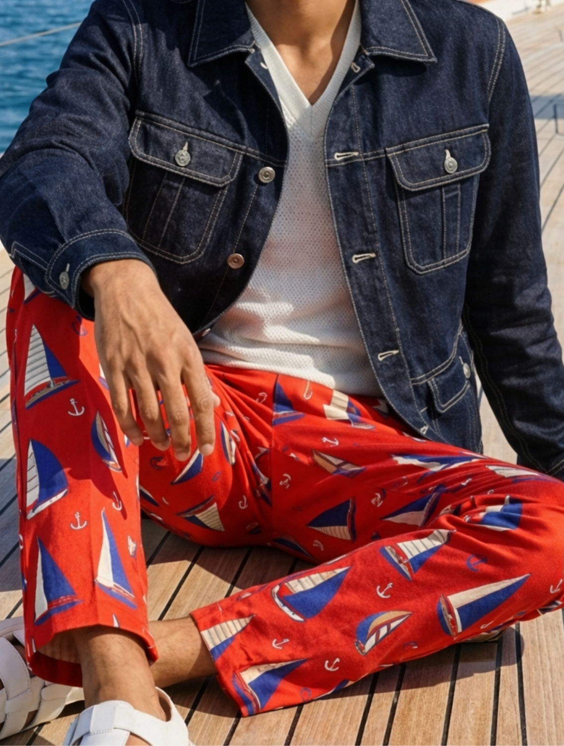 Yacht Red Printed Trousers