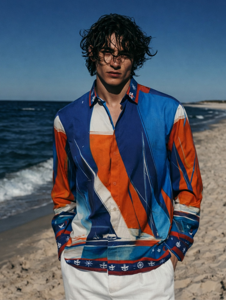 Image of Skipper Nautical Printed Shirt