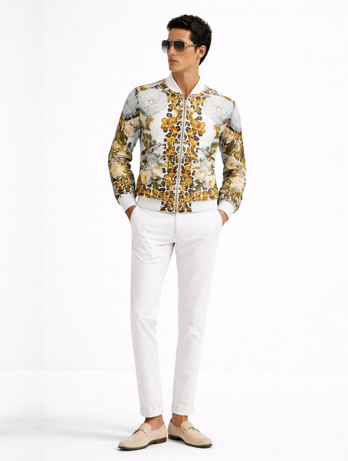 Jeffery Engineered Printed Bomber Jacket