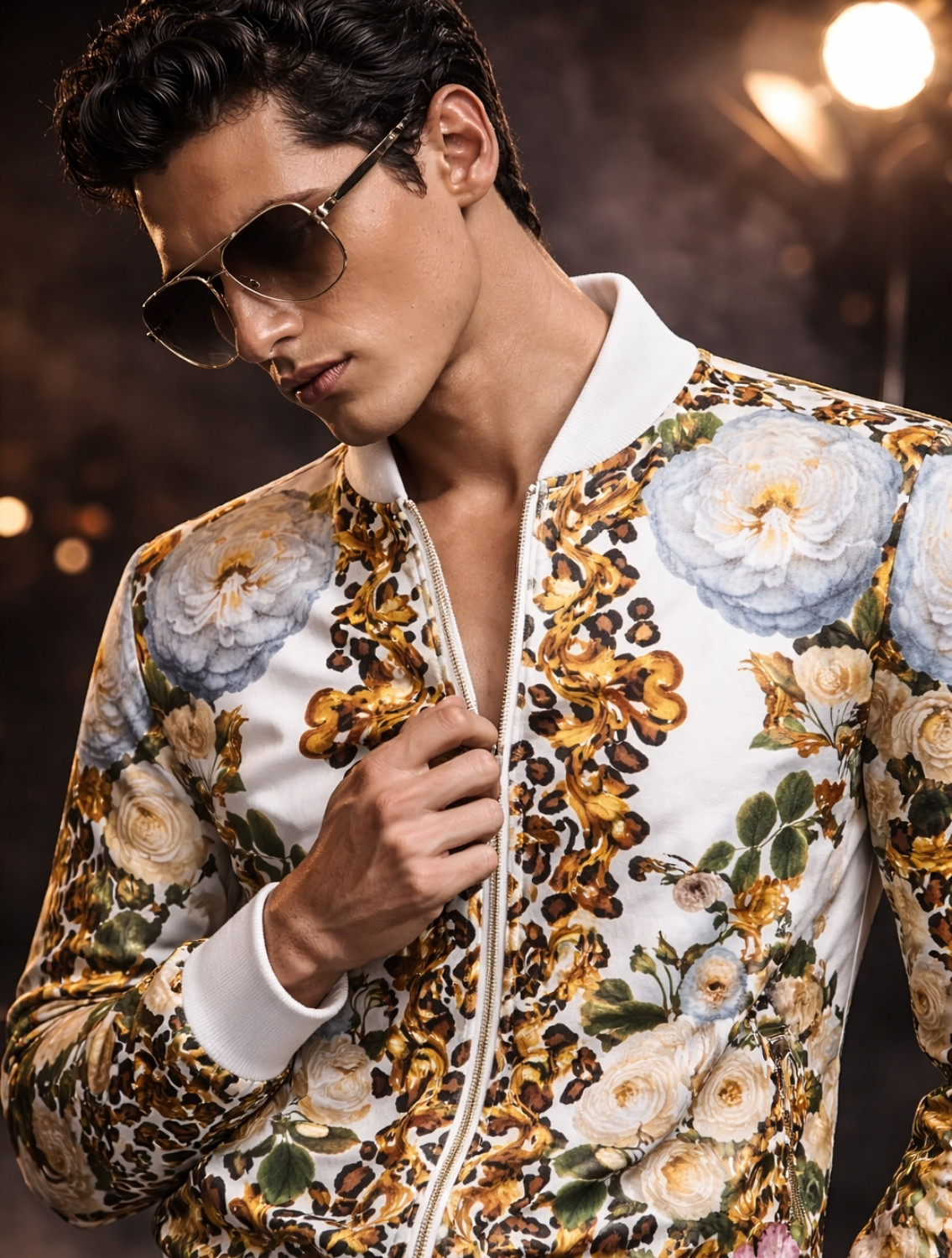 Jeffery Engineered Printed Bomber Jacket