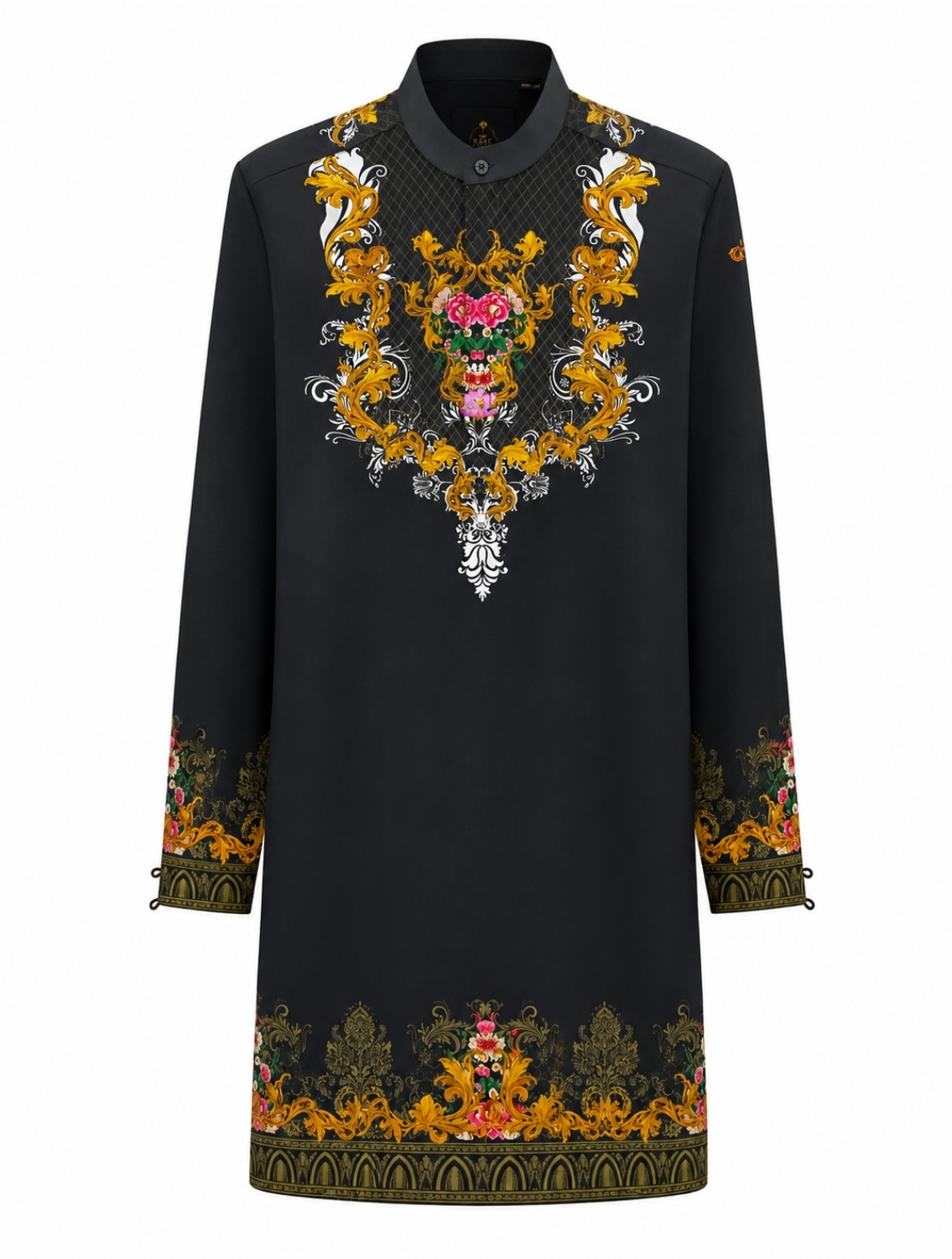 Monarch Black Engineered Printed Kurta