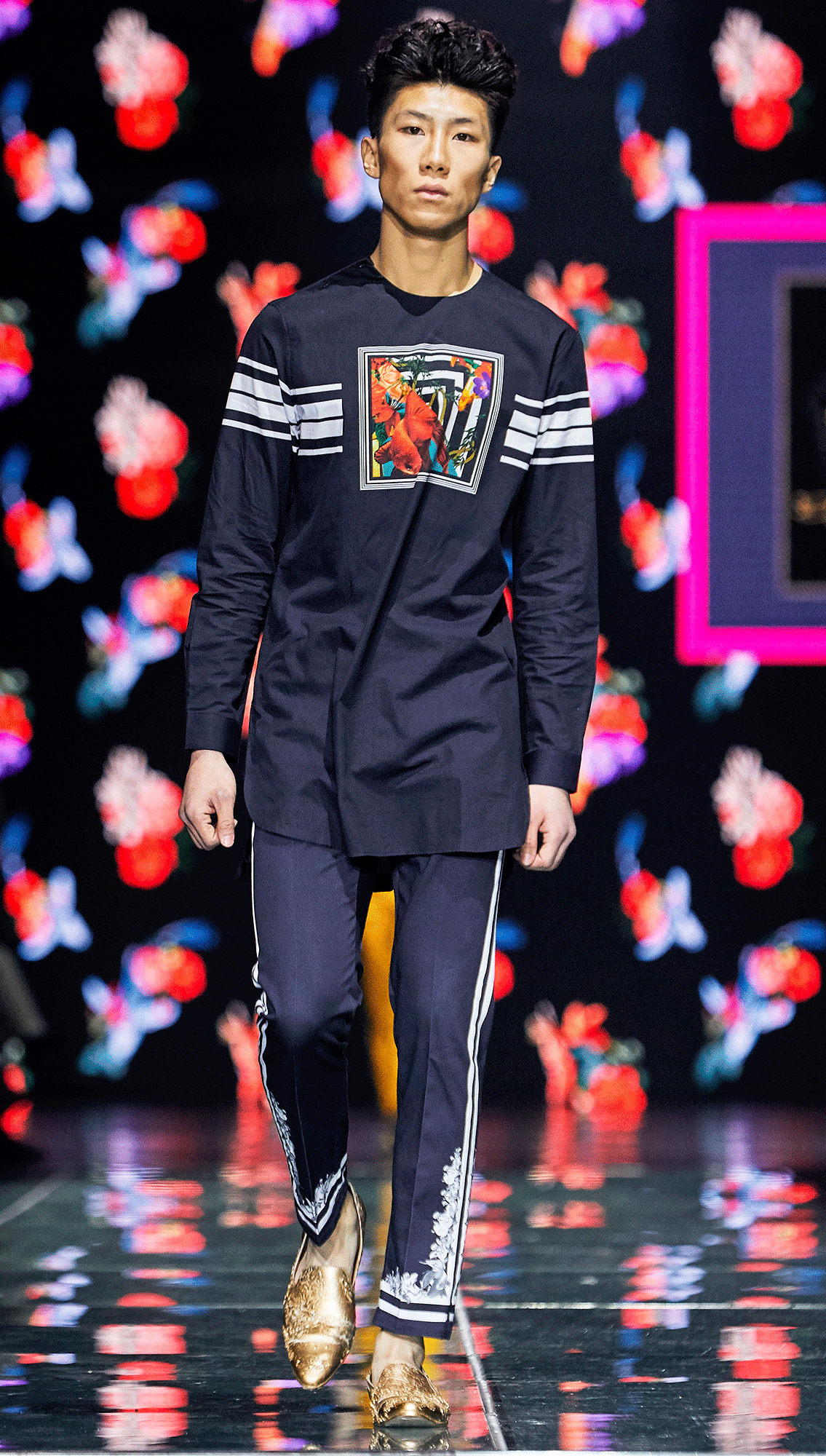 Jones Black Signature Style Shirt with Side Striper Pants