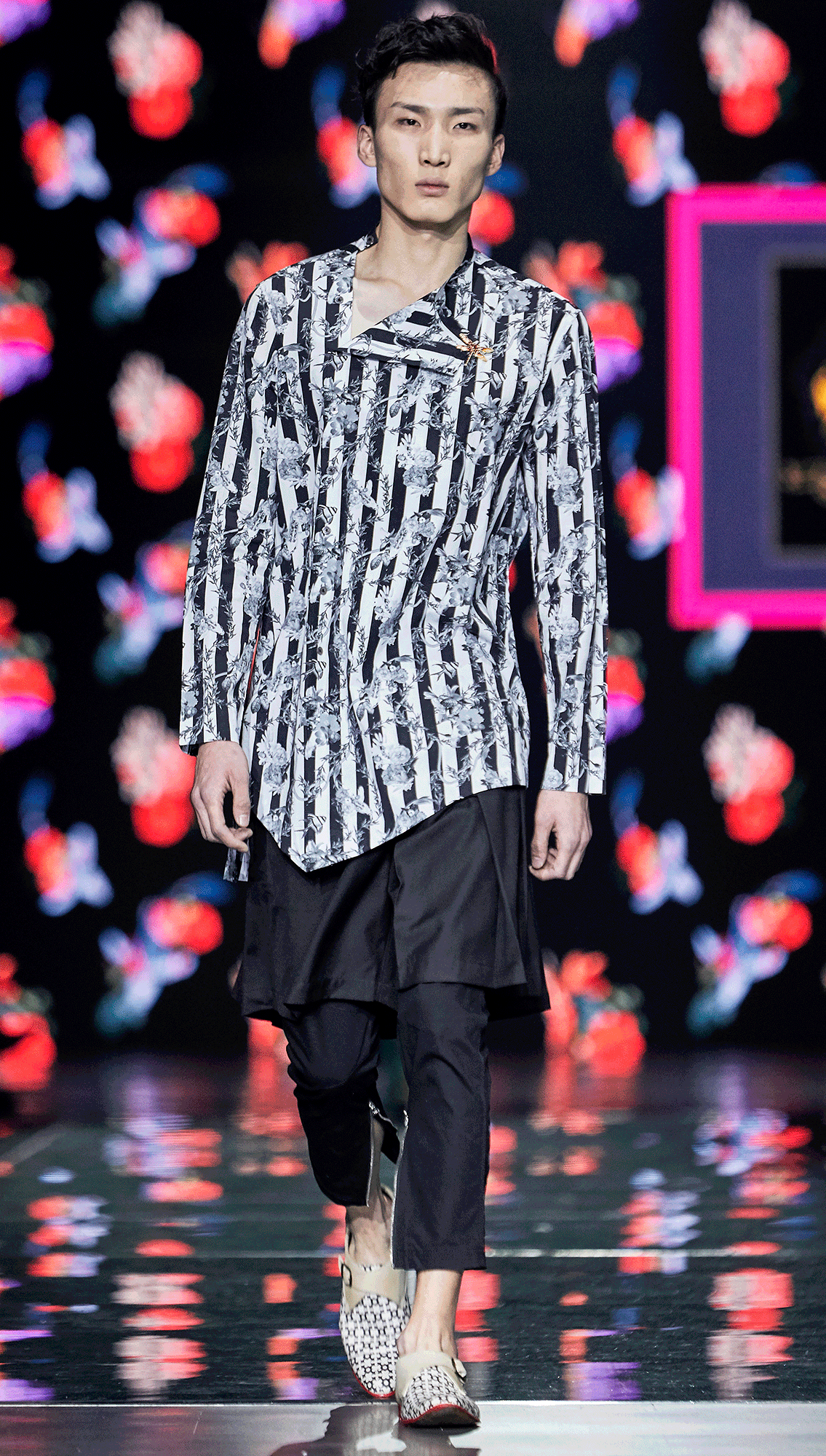 Jacques Asymmetrical Placket Shirt and Black Solid Trousers