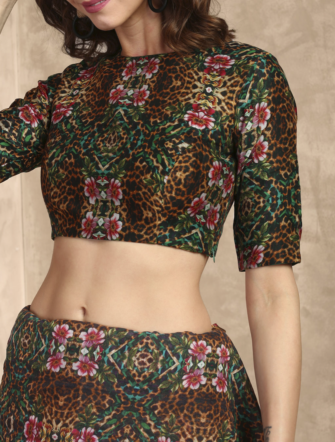Azel Leopard Flora Print Blouse