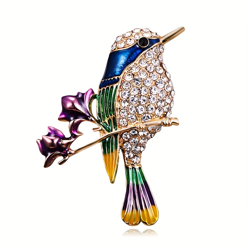 Blue Hummingbird Brooch