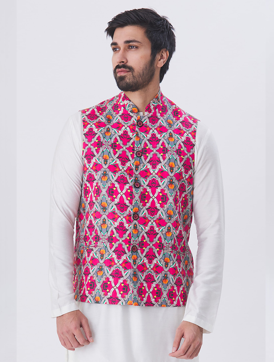 RudraJali Linen Waistcoat