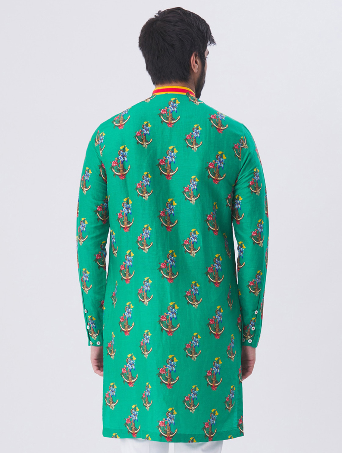 Fitur Silk Linen Printed Kurta Set