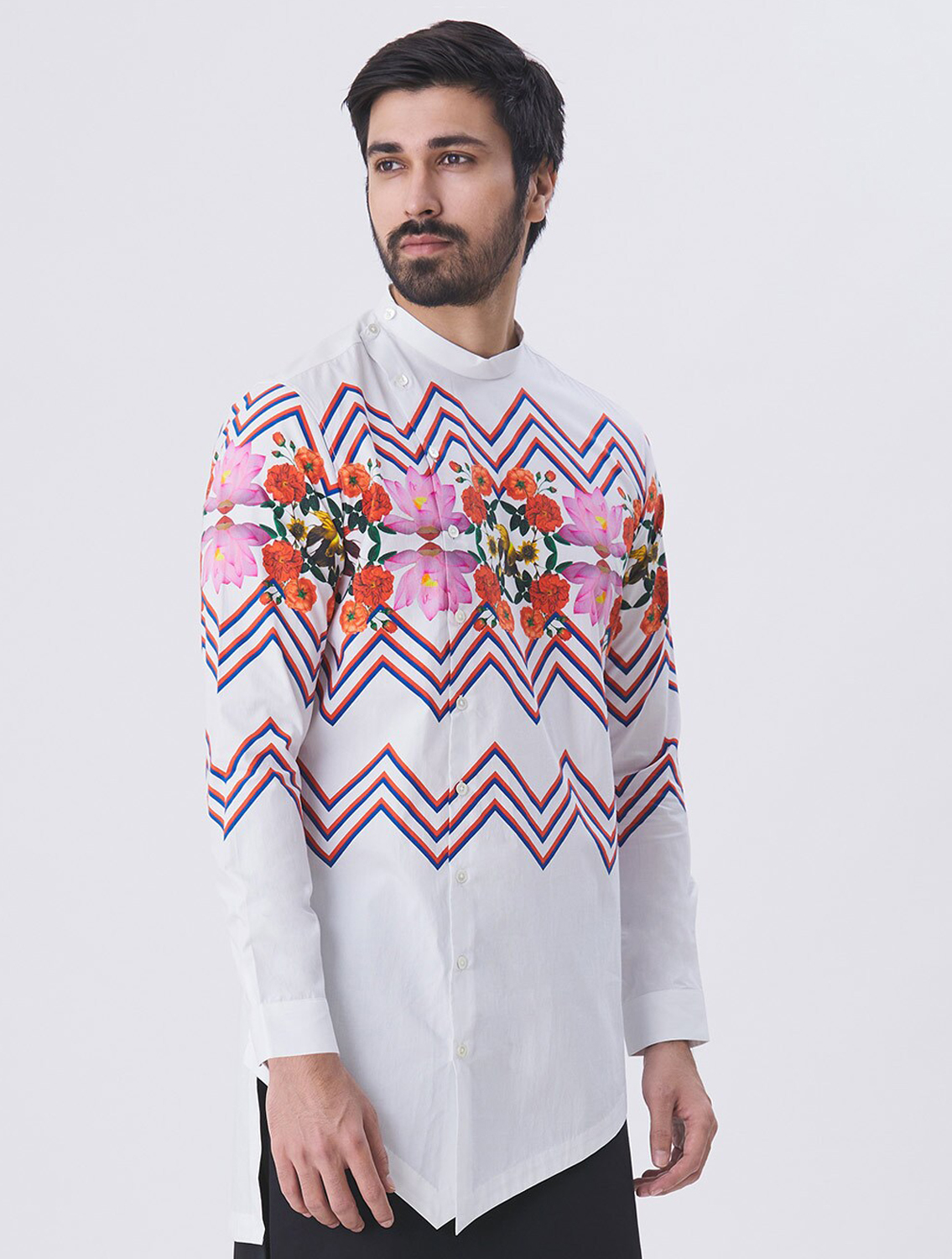 Nicholas White Angharkha Style Shirt