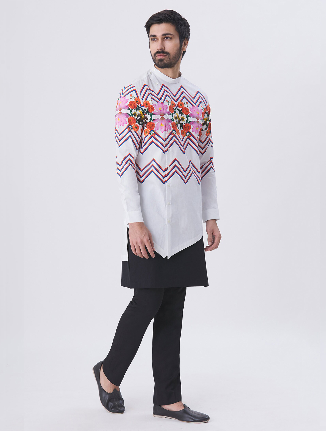Nicholas White Angharkha Style Shirt