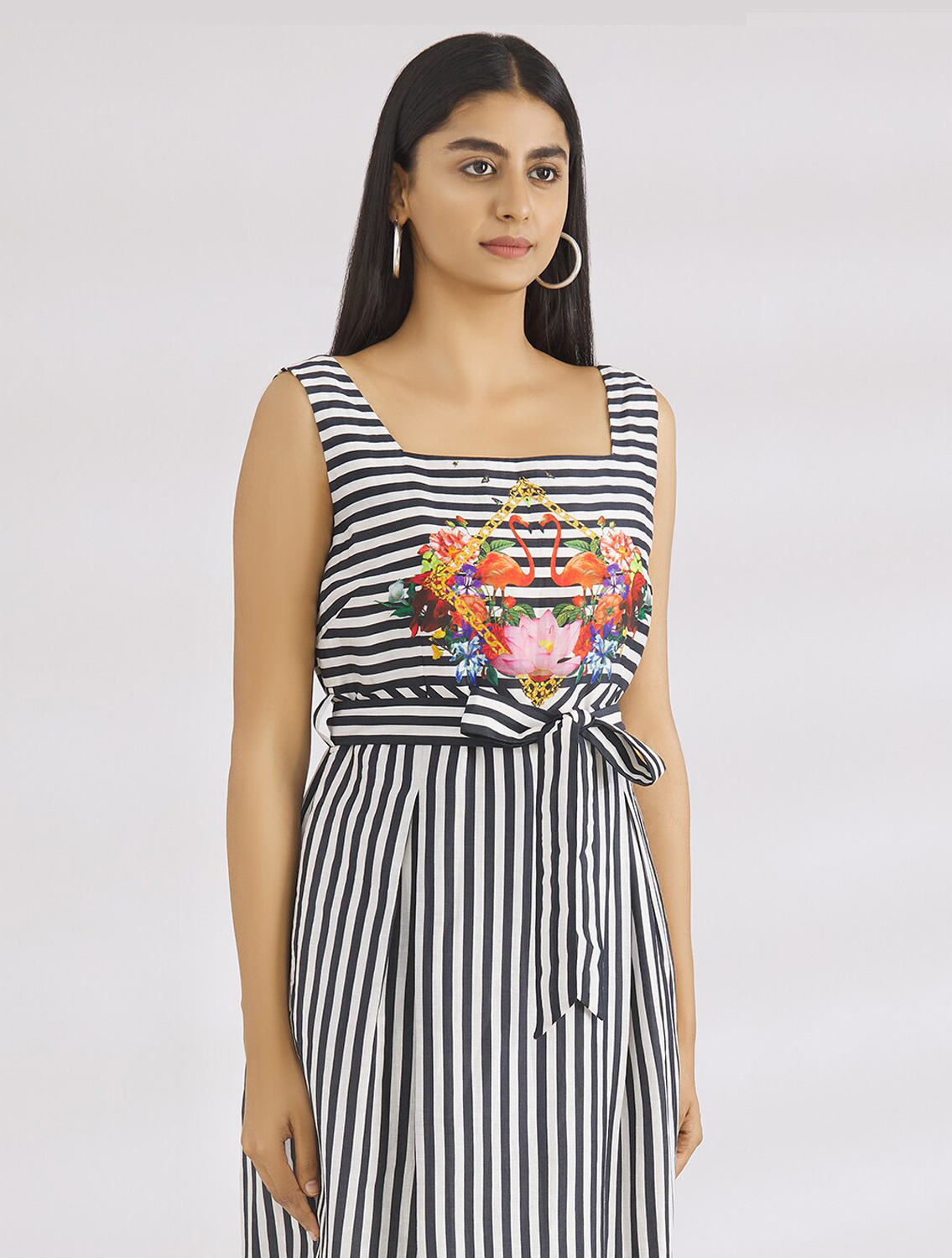 Natasha Black Striper Summer Dress