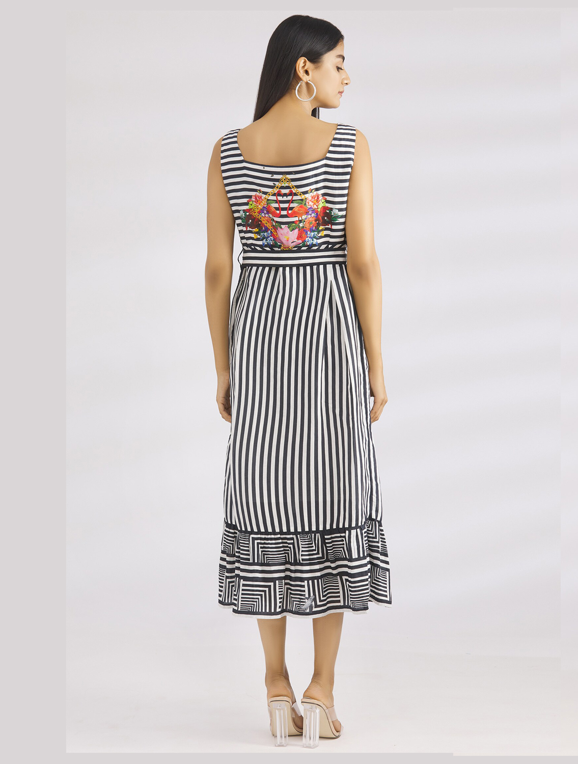 Natasha Black Striper Summer Dress