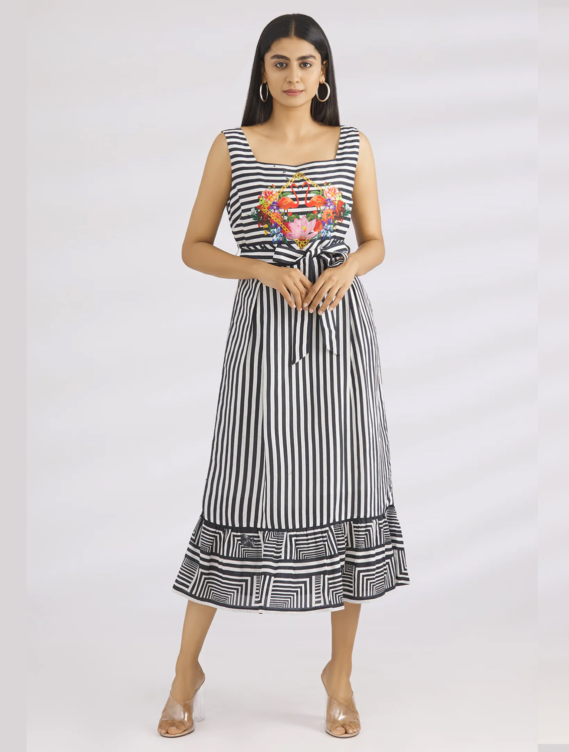 Natasha Black Striper Summer Dress