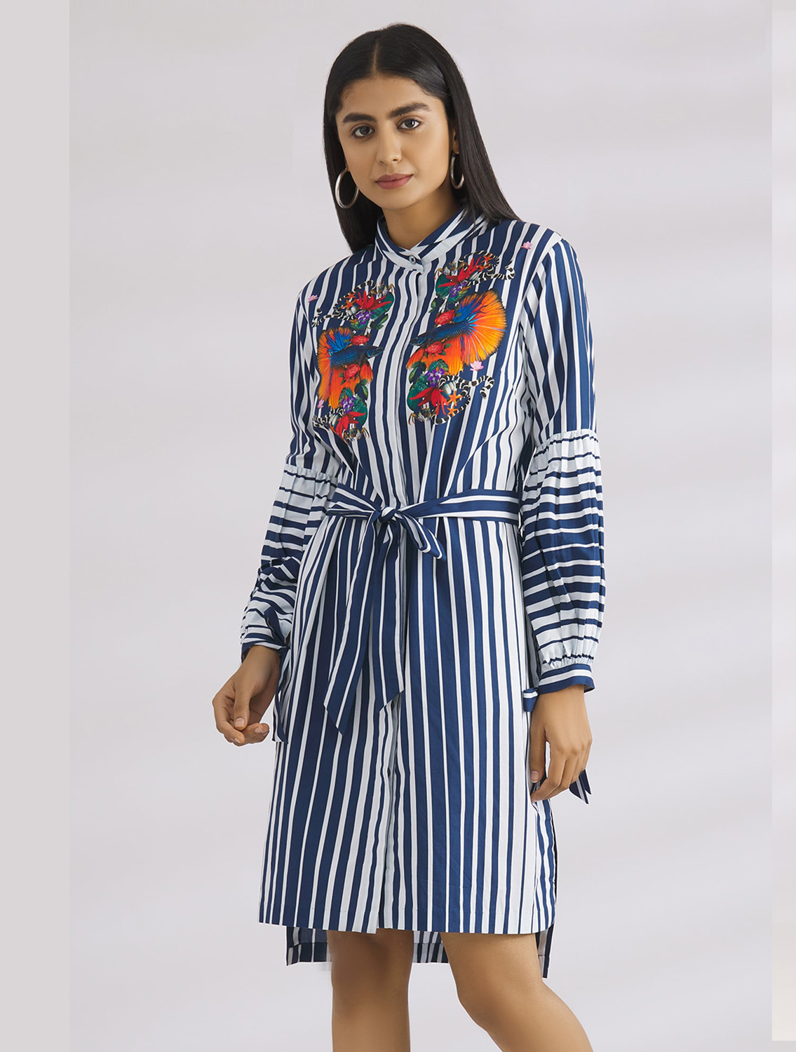 Nitara Blue Striped Shirtdress