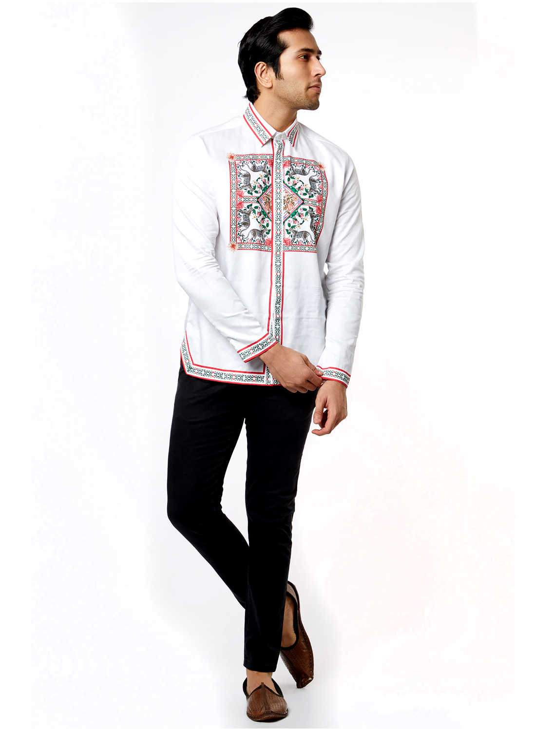 White Leo Hem Striper Shirt