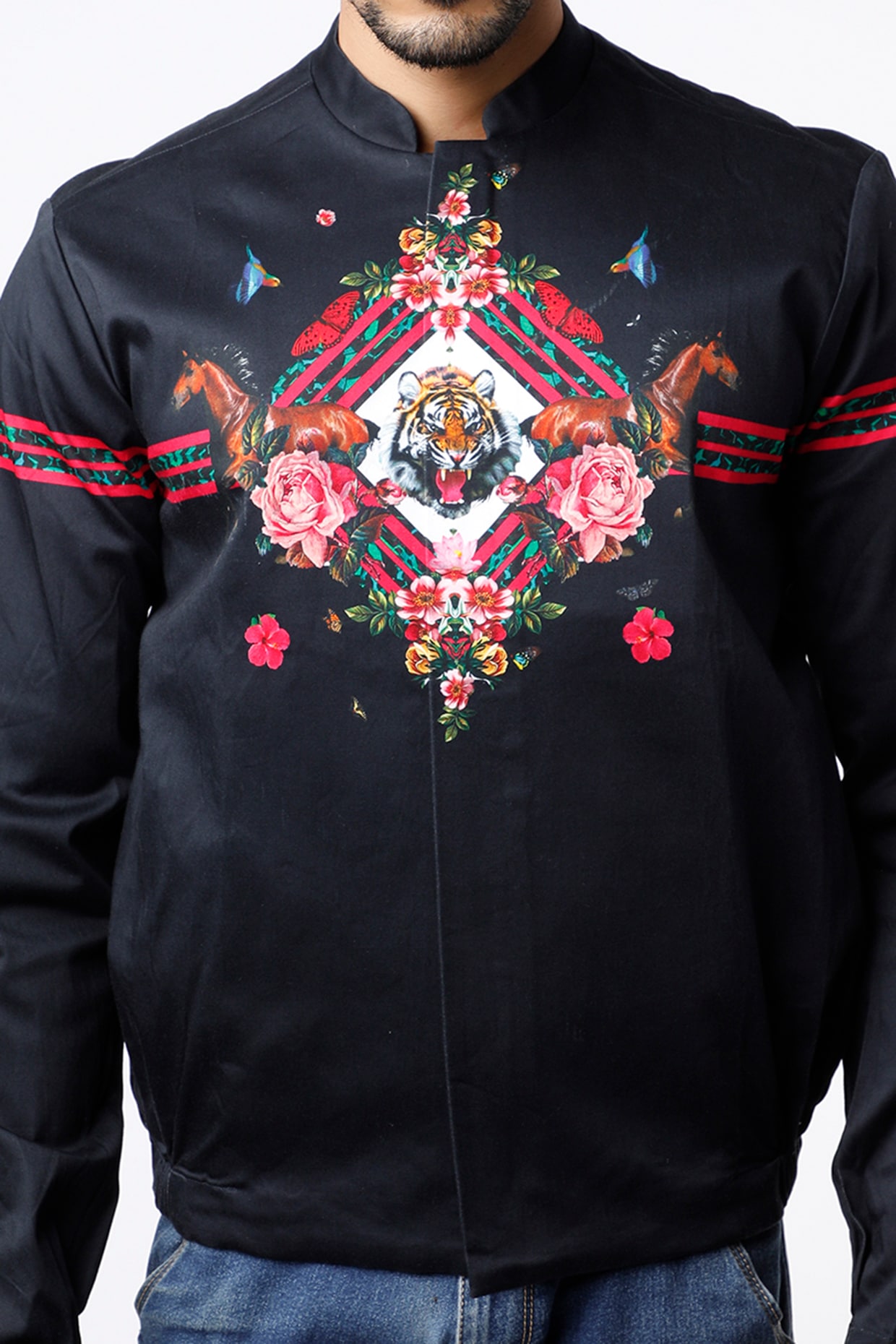 Black Tiger Bomber Jacket