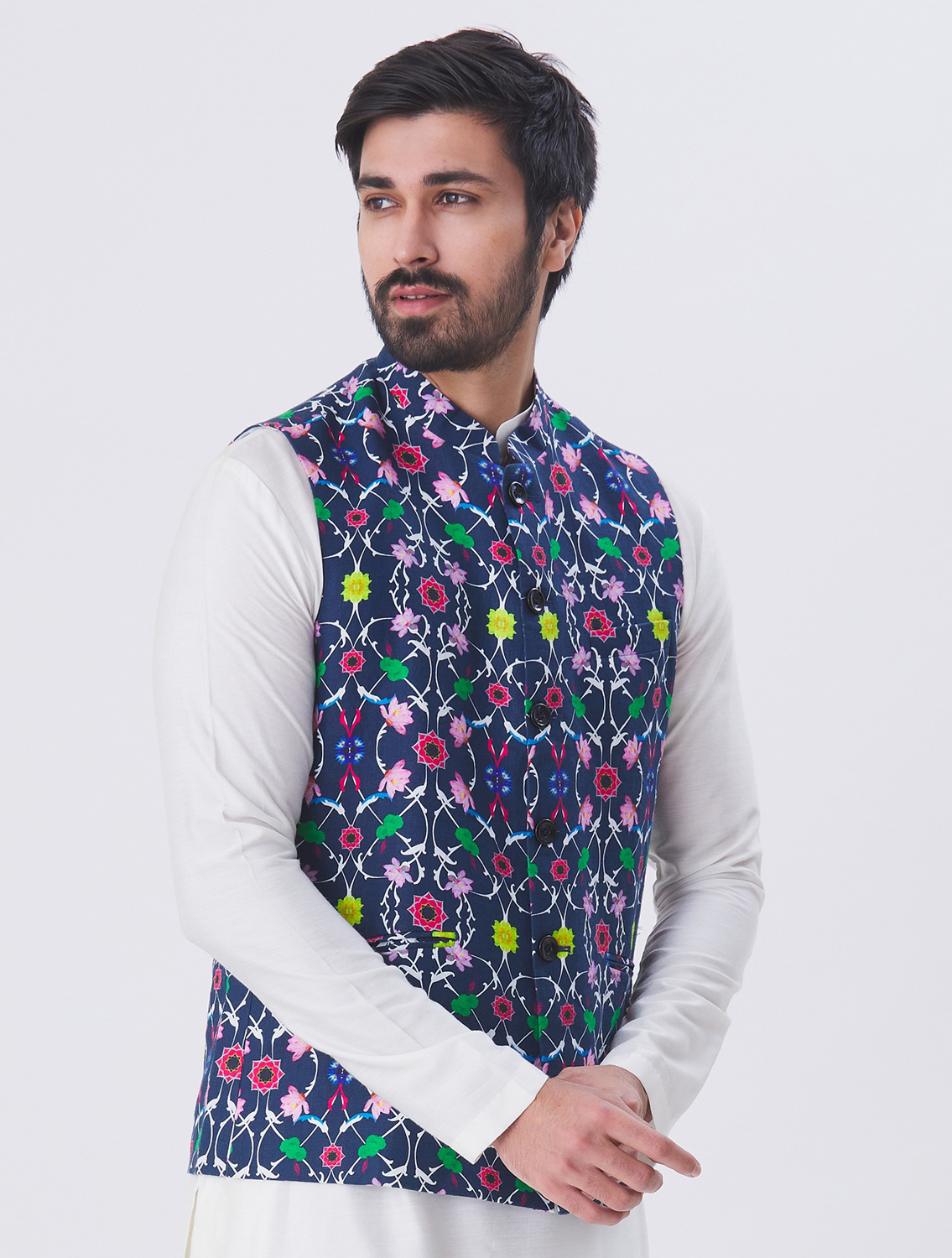 Blue Komol Linen Waistcoat