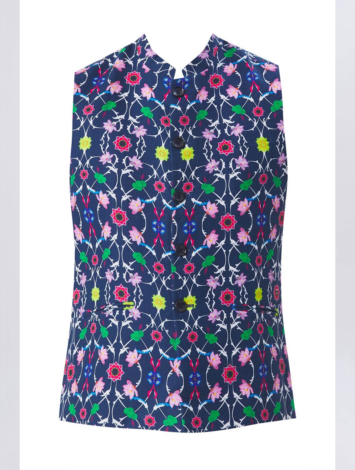 Blue Komol Linen Waistcoat 2