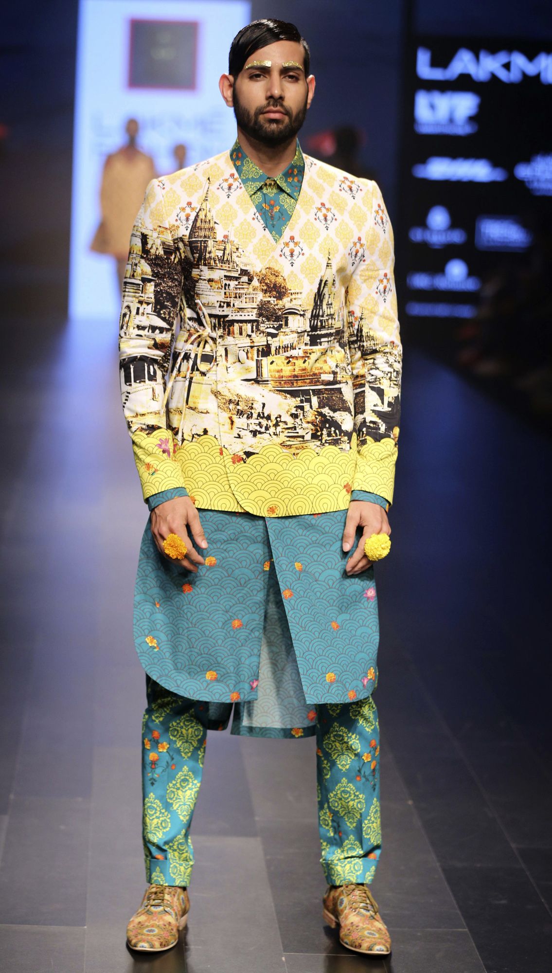 Golden Ghat Jacket Jal Long Shirt Vayu Trousers by Mr Ajay Kumar