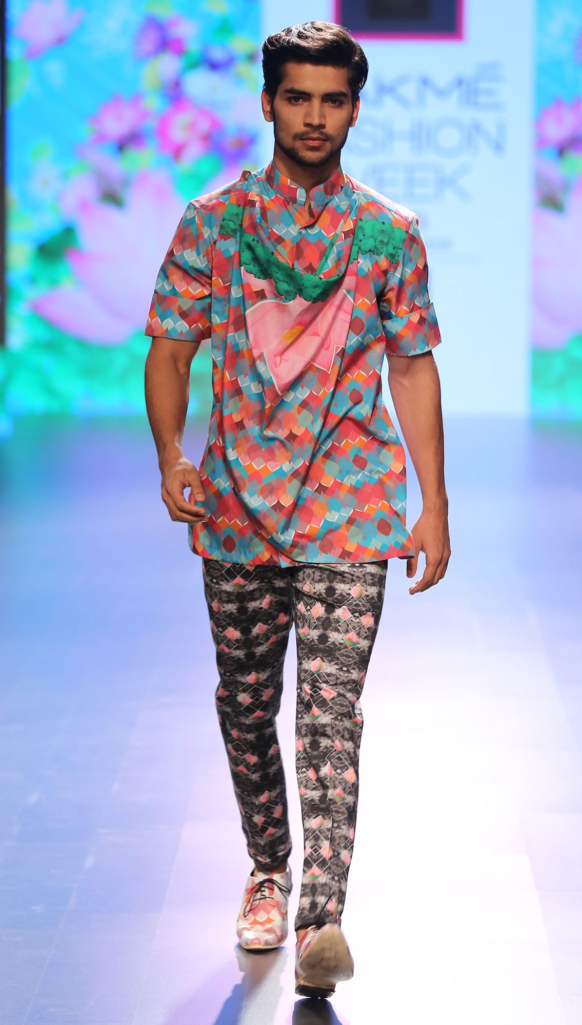Rajoy Multicoloured Cowl Shirt Sujoy Printed Trousers