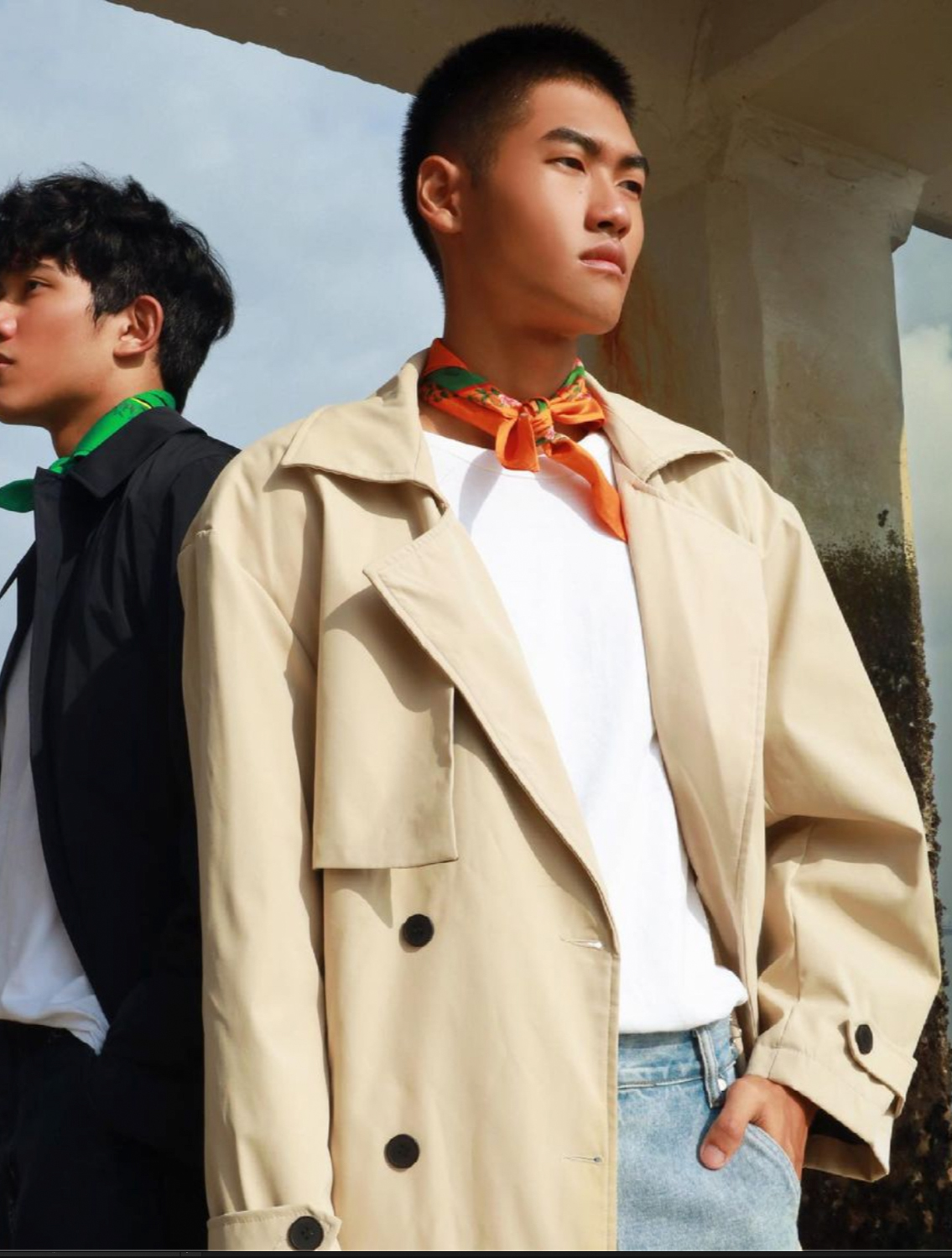 Orange Cotton Leopard Scarf