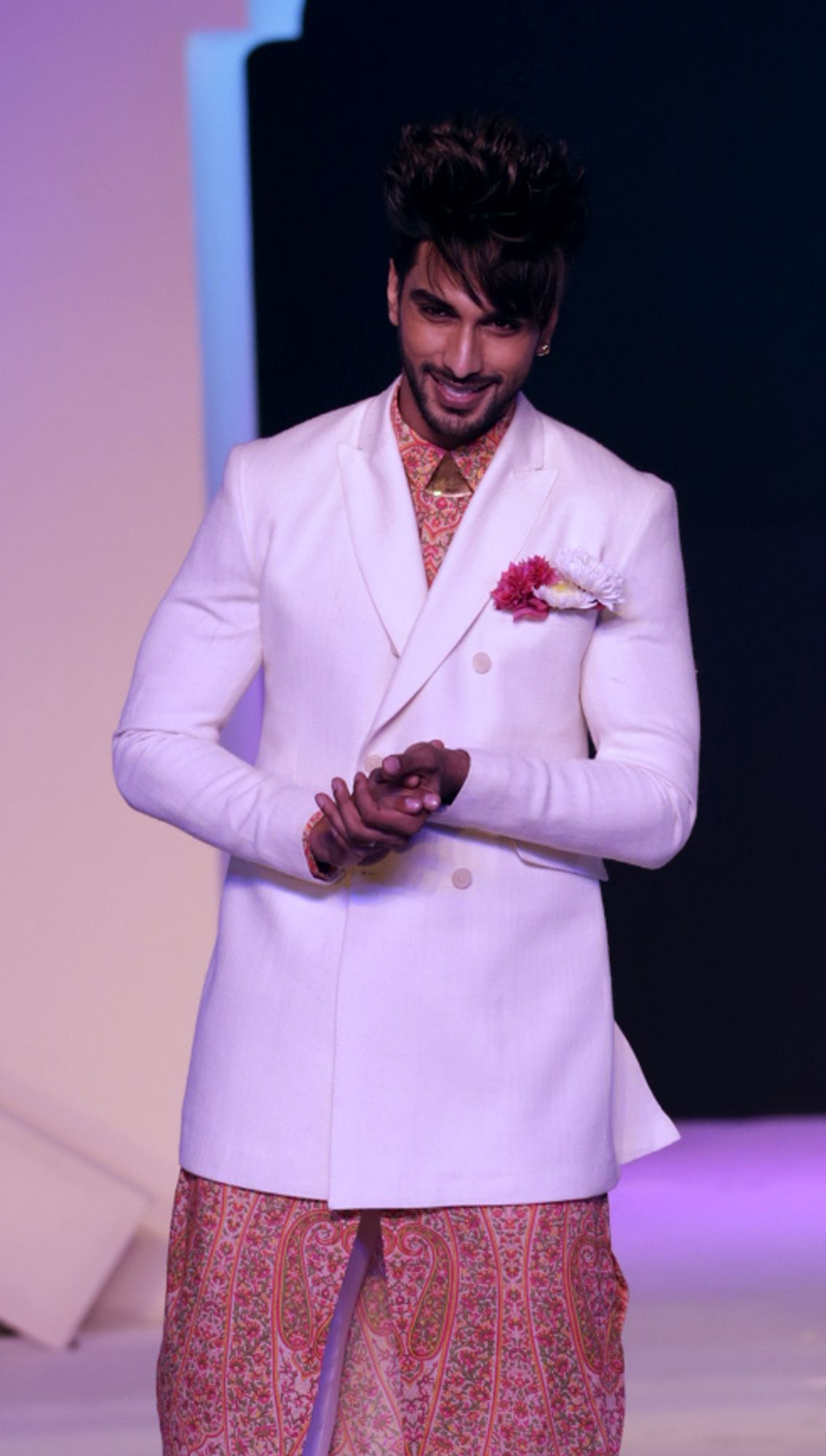 Udaipur Double Breasted Jacket Safed Trousers in Merino Wool Paisley Shirt