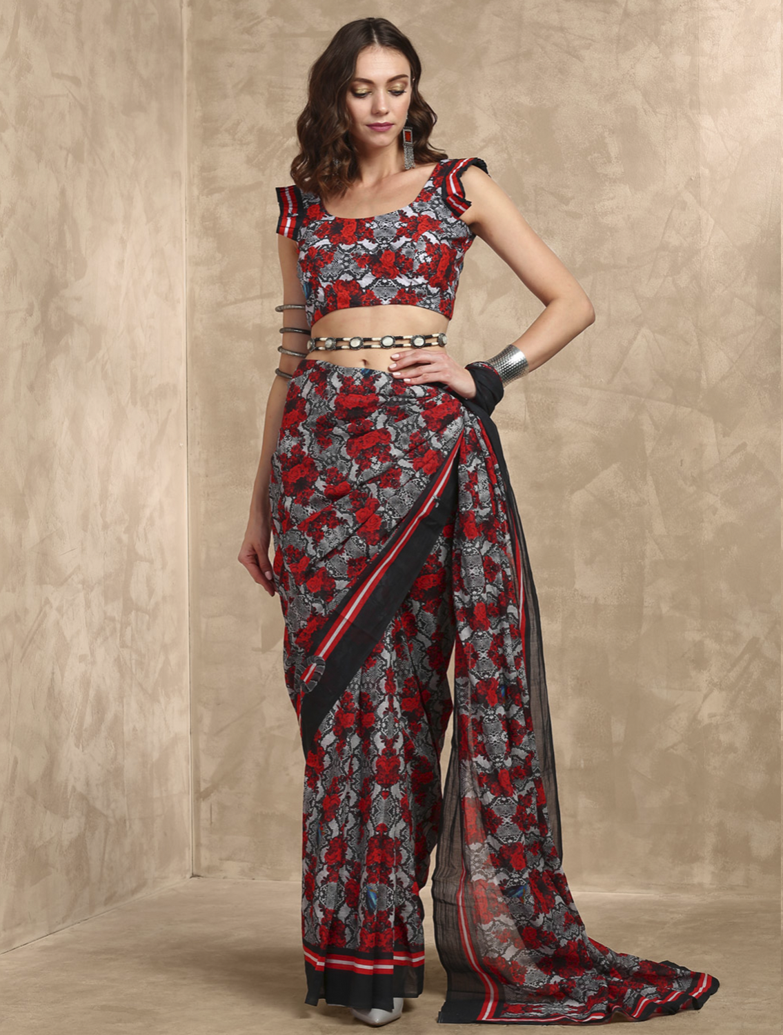 Azure Striper Ruffle Blouse